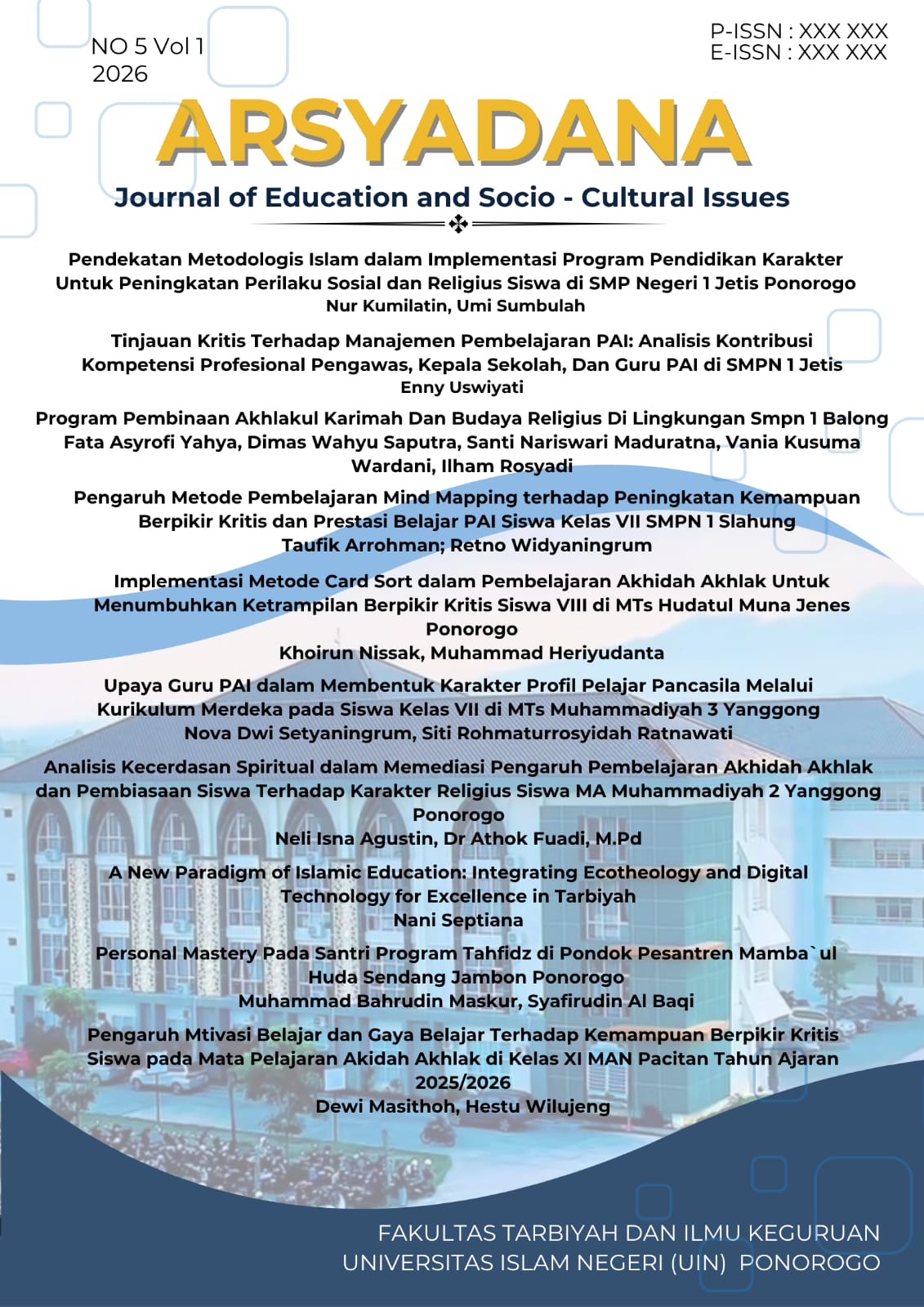 					View Vol. 5 No. 1 (2026): Arsyadana: Journal of Education and Socio-Cultural Issues
				